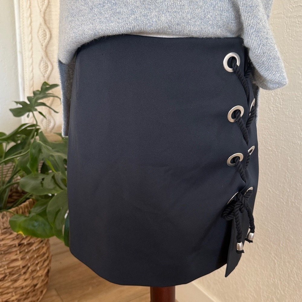Rebecca Minkoff Stevia Skort Black Rope Detail Mini Skirt NWT
